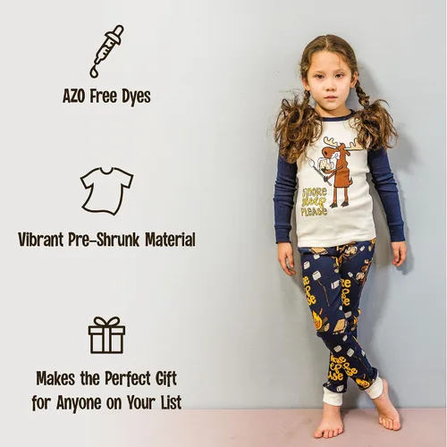Miniatura 6 de Lazy One Conjuntos de pijama cálidos de manga larga para niñas y niños, divertidos conjuntos de pijama de animales para niños, acogedores, cómodos