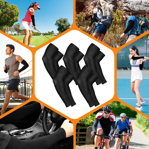 Miniatura 14 de AURUZA 5 pares de mangas de brazo para hombres y mujeres, protección solar UV, compresión tatuaje, cubierta para baloncesto, voleibol