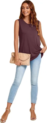 Miniatura 6 de JOELLYUS Camisetas sin mangas para mujer, estilo casual, cuello redondo, sin mangas, ajuste holgado, camisetas tipo túnica básicas