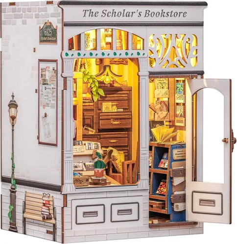 Miniatura 12 de CUTEBEE Kit de Rincón del Libro, Kits de Casa en Miniatura DIY para Adultos y Adolescentes, Casa de Muñecas Rincón del Libro, Estantería