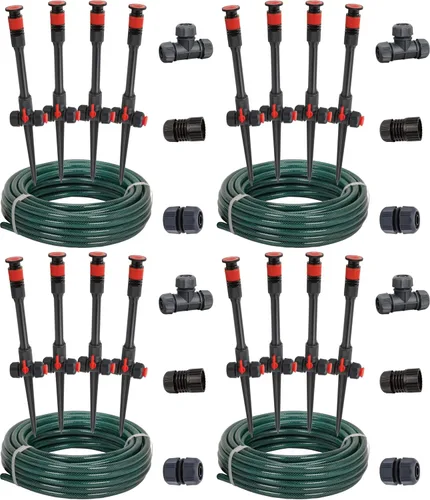 Miniatura 8 de Eden 98063 Sistema de riego de jardín con diseño flexible multiajustable sobre el suelo, rociador y manguera, juego de riego de plantas de bricolaje