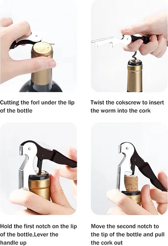 Miniatura 3 de 12 paquetes de abridor de botellas de vino, sacacorchos de vino, abridor de botellas de vino negro, cortador de láminas para picnic, fiesta