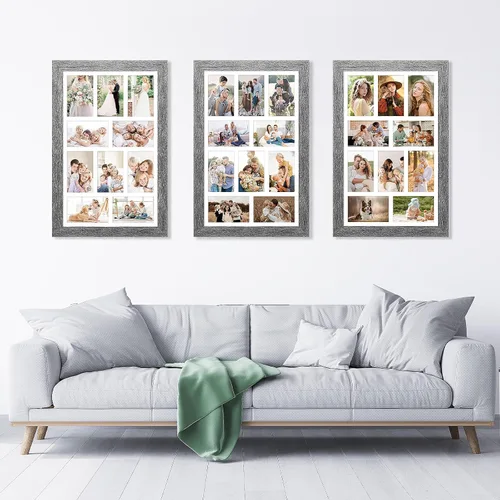 Miniatura 800 de Marcos de Fotos Collage de 13.5X15.5 con 7 Aberturas para Fotos de 4X6, Marco de Fotos Múltiples con Paspartú para Decoración de Pared, Grano