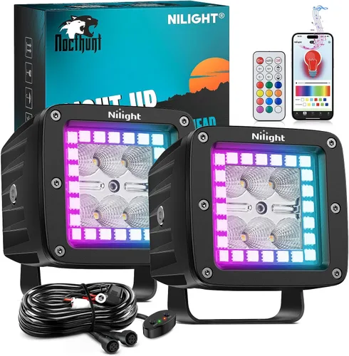 Miniatura 11 de Nilight 2 piezas de 3 pulgadas de barras de luz LED ambar de 42 W, cubos LED actualizados, luz de marcha atrás y reversa combinada de foco
