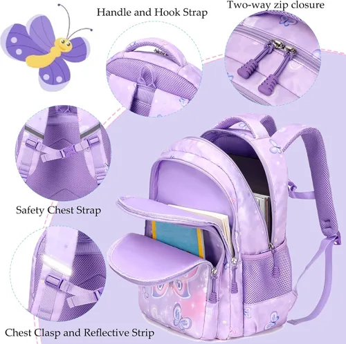 Miniatura 13 de Juego de mochila para niñas con diseño de unicornio, mochila escolar para niños, mochila para libros para niñas, set 3 en 1, regreso a clases