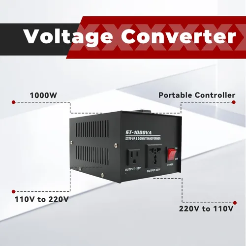 Miniatura 4 de findmall Convertidor de voltaje 1000W transformador de paso arriba/abajo 110V a 220V/220V a 110V Convertidor Transformador