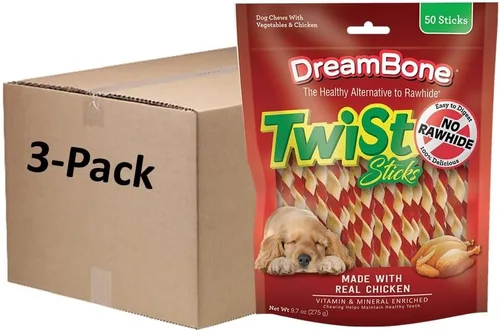 Miniatura 12 de Dreambone Twist Sticks - Masticables para perros sin cuero crudo, hechos con pollo real, 100 unidades (paquete de 1)