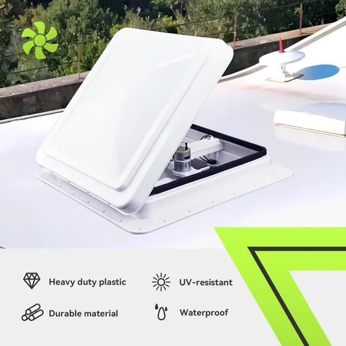 Miniatura 5 de RVMATE Ventilador de ventilación de techo de caravana de 14 x 14, ventilador de escape reversible con control remoto de 12 V con aspas de 6
