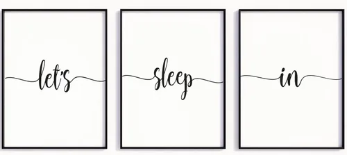 Let’s Sleep In Bedroom Wall Art Set of 3 – Black and White Minimalist Typography Prints – Above Bed Decor – Modern Farmhouse Bedroom Wall Art – 8x10
