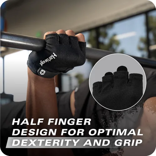Miniatura 4 de Power Gloves 3.0 - Guantes de levantamiento de pesas duraderos de medio dedo con cierre de muñeca ajustable, palma de cuero transpirable