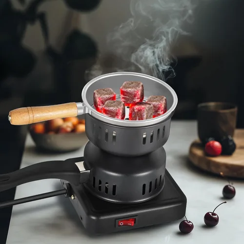 Miniatura 6 de Quemador de carbón eléctrico multiusos, quemador de carbón de 500 W, placa caliente, estufa eléctrica de coco para carbón shisha hookah, duradero