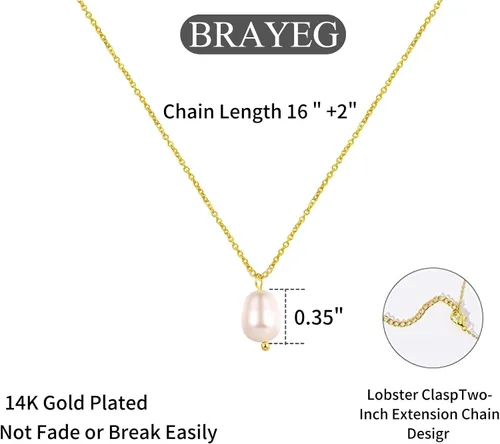 Miniatura 8 de BRAYEG Collar de perlas de oro de 14 quilates para mujer, delicados collares con colgante de perlas de oro ajustables simples collares de perlas