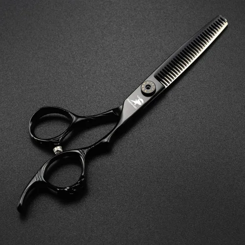 Miniatura 6 de Tijeras de corte de pelo, 6.0 pulgadas negras profesionales japón 440C tijeras de corte de pelo – peluquería de mezcla/adelgazamiento/texturización