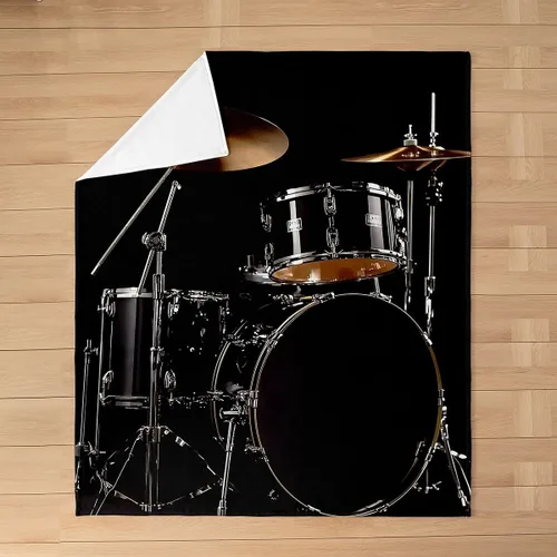 Miniatura 5 de Kit de batería de forro polar para niños y niñas, manta de instrumentos musicales de 40 x 50 pulgadas, manta ligera de franela de música hip-hop