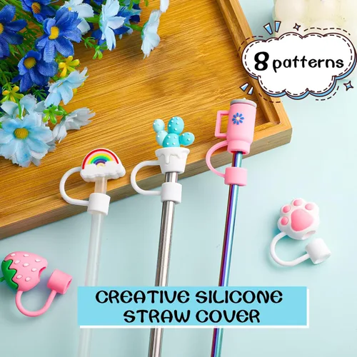 Miniatura 3 de Stanley - 8 fundas para popotes para vasos Stanley de 30 y 40 onzas, tapas de popote en varias formas, regalos para adolescentes, mujeres y niñas