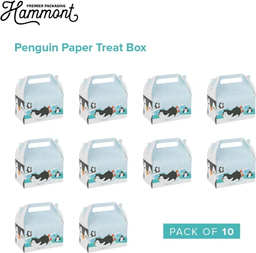 Miniatura 3 de Cajas de regalo de fiesta de pingüinos, paquete de 10, cajas temáticas de suministros de pingüinos fáciles de montar, caja de galletas para regalo