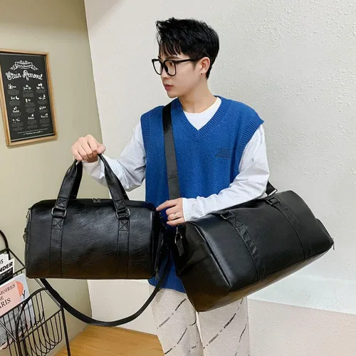 Miniatura 4 de Bolsa deportiva de piel sintética de 16 y 20 pulgadas para gimnasio, bolsa de viaje de 16 pulgadas, 25 L, 35 L, bolsas de lona deportivas