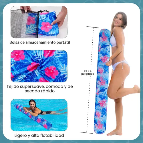 Miniatura 4 de Fideos inflables para piscina, paquete de 2 de tela suave de secado rápido cubiertos, fideos flotadores grandes para piscina, flotadores premium