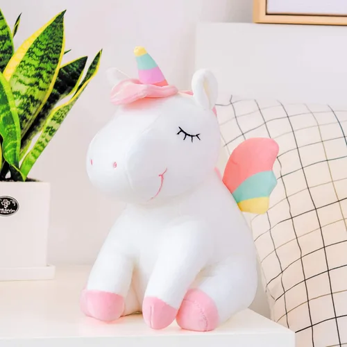 Miniatura 6 de Lazada Juguetes de Peluche de Animales de Unicornio Regalos para Niñas con Alas de Arco Iris Blanco 12 Pulgadas.. A01 Sentado Postura Blanco