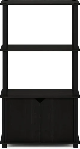 Miniatura 6 de Furinno Brahms - Estantería/Librero/Estante de exhibición/Rack de exhibición multiusos de 4 niveles con puerta, color espresso/negro