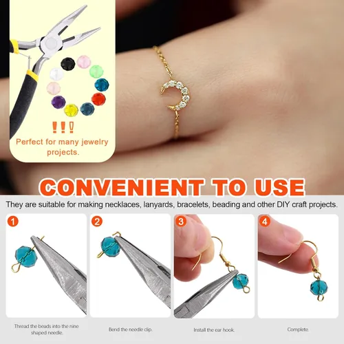 Miniatura 6 de Tanstic Kit de 1251 piezas de suministros para hacer joyas, kit de fabricación de joyas con alicates de joyería, anillos de salto, alambres