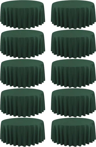 Miniatura 214 de Paquete de 10 manteles de poliéster de 60 x 102 pulgadas, manteles de poliéster beige para mesas rectangulares de 6 pies, resistentes a las manchas