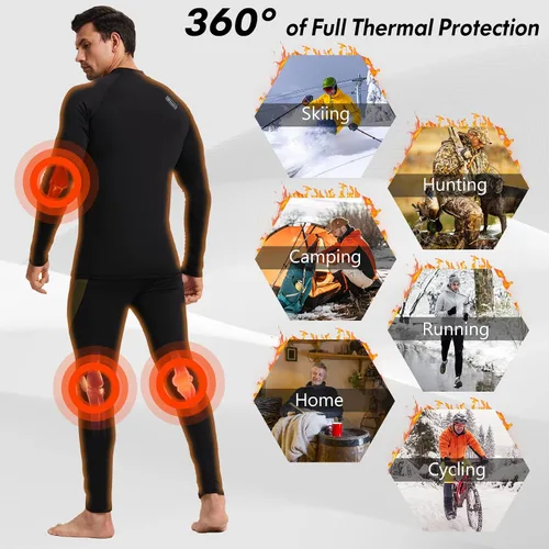 Miniatura 5 de Thermal Underwear for Men Long Johns Set with Fleece Lined Winter Hunting Gear Warm Base Layer Sport Top Bottom