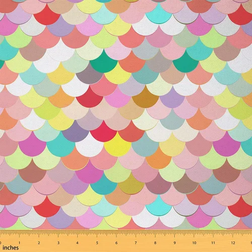 Miniatura 9 de Castle Fairy Diamond Lattice Decorative Fabric Geometric Fishscale Sewing Craft for Girls Women Modern Minimalist Abstract Outdoor Fabric Home DIY