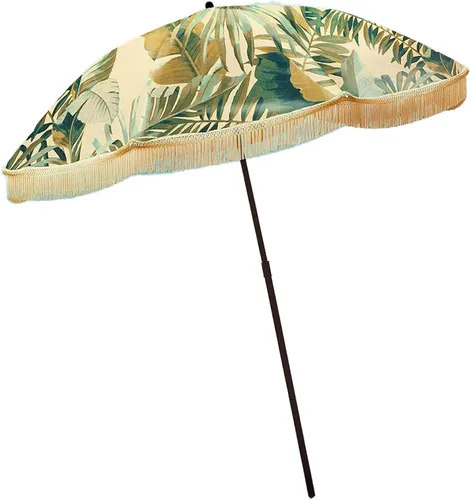 Miniatura 56 de Sombrilla de playa para arena, resistente al viento, con bolsa de anclaje de arena, portátil, flecos, bolsa de mezclilla, cuenta con parte inferior