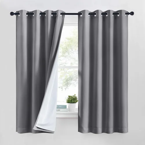 Miniatura 28 de NICETOWN Cortinas de Lino Sintético Angora con Barrera de Sonido que Aísla el Polvo, 100% Opacas, de 84 Pulgadas de Largo, 1 Panel, Cortinas