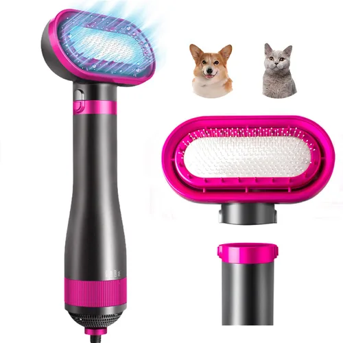 Secador de pelo para perros, secador de pelo y cepillo 2 en 1, secadora de aseo para mascotas de 300 W, circulación de 360 grados fuera del viento,