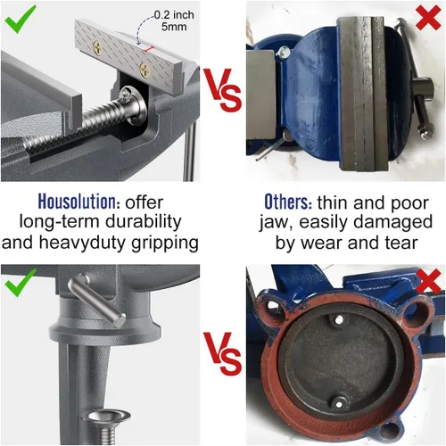 Miniatura 4 de Housolution Abrazadera Universal de Mesa de 3 Pulgadas, Base Giratoria de 360°, Abrazadera de Banco para el Hogar, Abrazadera de Tornillo de Banco