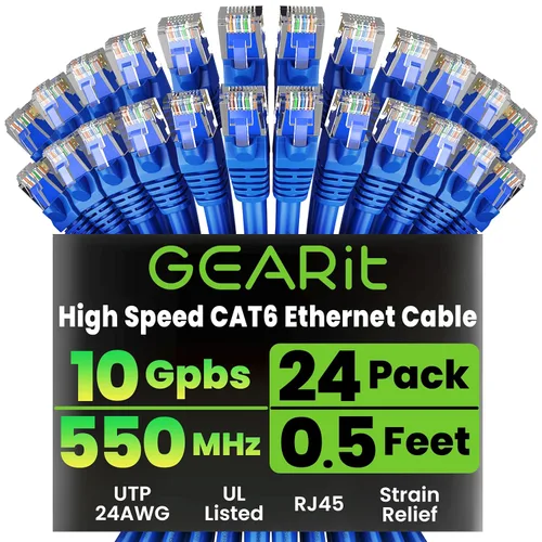 Miniatura 43 de GearIT Cable Ethernet Cat 6 de 1.5 pies y 18 pulgadas (paquete de 24) - Cable de conexión Cat6, cable de conexión Cat 6, cable Cat6, cable Ethernet