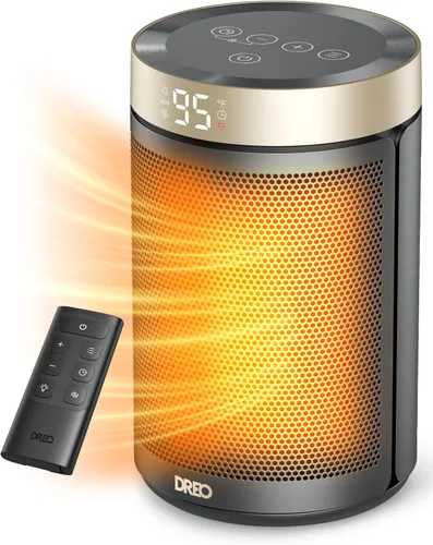 Miniatura 10 de Dreo - Calefactor eléctrico portátil de interior, con termostato, pantalla digital, temporizador 1-12 h, modo ecológico/ventilador, 1500 W PTC, Negro