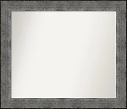 Miniatura 122 de Amanti Art Espejo de baño plateado para sobre el fregadero, 24 x 24 pulgadas, espejo cuadrado de peltre forjado a medida, marco de madera casual