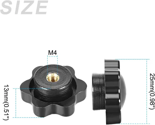 Miniatura 2 de METALLIXITY Pomos de tornillo de mango de sujeción (M4x7 mm), 5 unidades, agarre de metal en forma de estrella - para construcción de viviendas