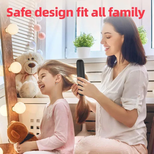 Miniatura 7 de Cepillo alisador de pelo inalámbrico para viajes, peine alisador de pelo portátil con mini cepillo caliente de iones negativos para mujeres