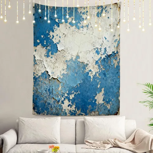 Miniatura 81 de Shrahala Tapiz de pared azul brillante, acuarela azul degradado para colgar en la pared, tapiz grande decorativo de fibra de poliéster, dobladillo
