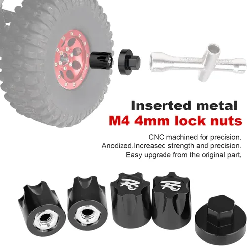 Miniatura 3 de Hobbypark Adaptador de tapa central de llanta de automóvil RC de aluminio para 1/10 RC Crawler Traxxas TRX4 Axial SCX10 90046 D90 Redcat Gen7 (negro)