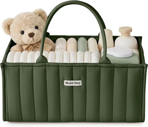 Miniatura 17 de Blissful Diary Organizador de Caddy de Pañales para Bebé, elegante cesta de almacenamiento para artículos esenciales para recién nacidos y estación