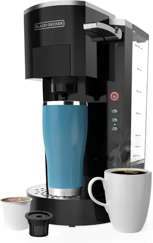 BLACK+DECKER Cafetera K-Cup familiar de una sola porción: depósito de agua grande de 50 onzas, compatibilidad versátil para café molido y K-Cup,