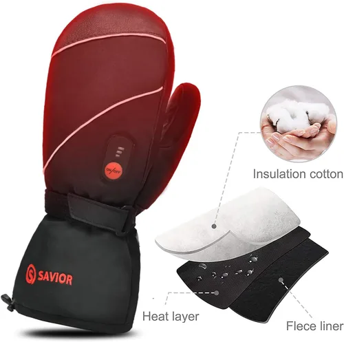 Miniatura 4 de SAVIOR HEAT Guantes de esquí calentados con 3 dedos, guantes eléctricos con batería recargable para hombres, mujeres, niños, invierno, snowboard