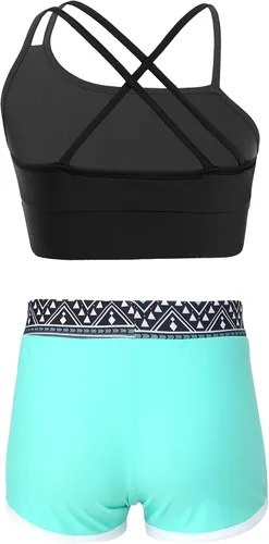 Miniatura 2 de YEAHDOR Kids Girls Ballet Jazz Dance Costume Crop Top with Shorts Pantskirt 2 Piece Gymnastic Outfit Dancewear
