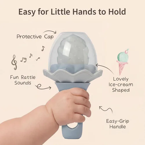 Miniatura 6 de Alimentador de frutas para bebé Moonkie con bandeja para congelador, alimentador de alimentos de silicona libre de BPA para alimentación autónoma