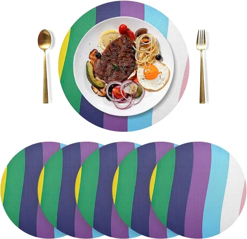 Miniatura 30 de Agender Pride Flag Round Placemats 15 Inch Seasonal Table Mats Decorative Table Mats for Home Kitchen Holiday Decoration