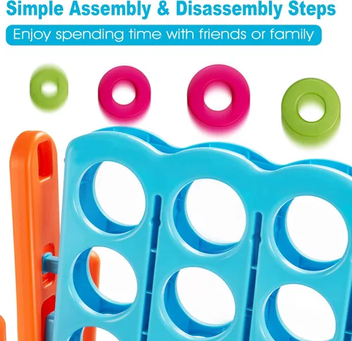 Miniatura 5 de Costzon Giant 4 en una fila, Juego de mesa Jumbo de 4 a puntuación para niños y adultos, juego de conexión de patio interior y exterior, 1.07 m