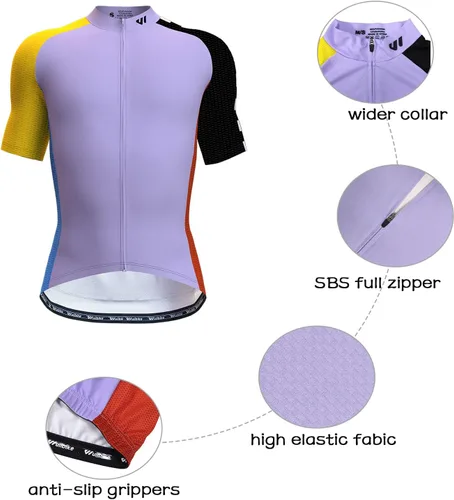Miniatura 4 de Maillot de ciclismo para hombre, manga cortalarga, camisas de ciclismo con cremallera completa con bolsillos, ropa de bicicleta de carretera