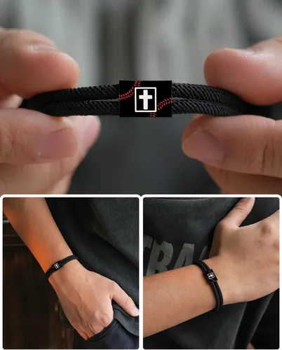 Miniatura 2 de Tarsus Regalos de béisbol/fútbol/fútbol para niños, pulsera trenzada de cruz de fe, regalos de cumpleaños de Navidad para niños y hombres
