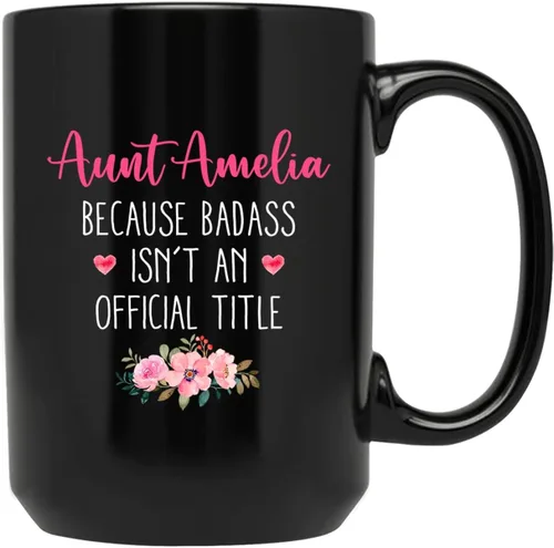 Taza de cerámica personalizada con nombre para tía, regalo para tía, taza de café personalizada con título oficial para tía, regalo de sobrina o