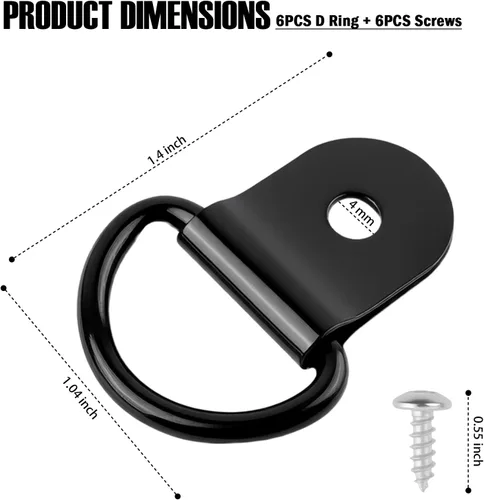Miniatura 2 de Juego de anclaje de amarre de anillo en D mejorado de 6 piezas con tornillos, anclaje de amarre de remolque de acero inoxidable para asegurar redes